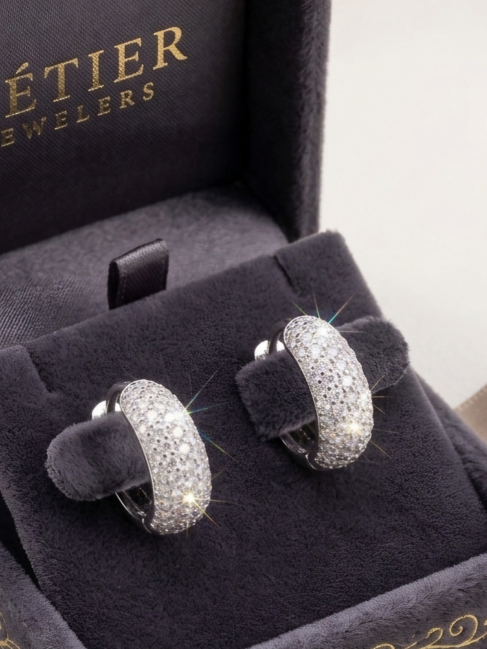 Moissanite Pavé Hoop Earrings - Silver